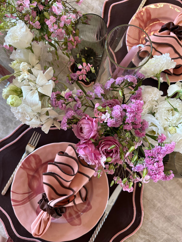 Lot assorti : 1 set de table, 1 serviette, 1 dessous de verre - Collection ROSA - SANS le rond de serviette