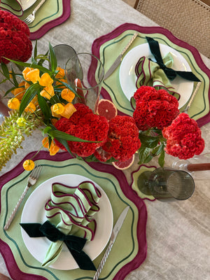 Lot assorti : 1 set de table, 1 serviette, 1 dessous de verre - Collection LEELA - SANS le rond de serviette